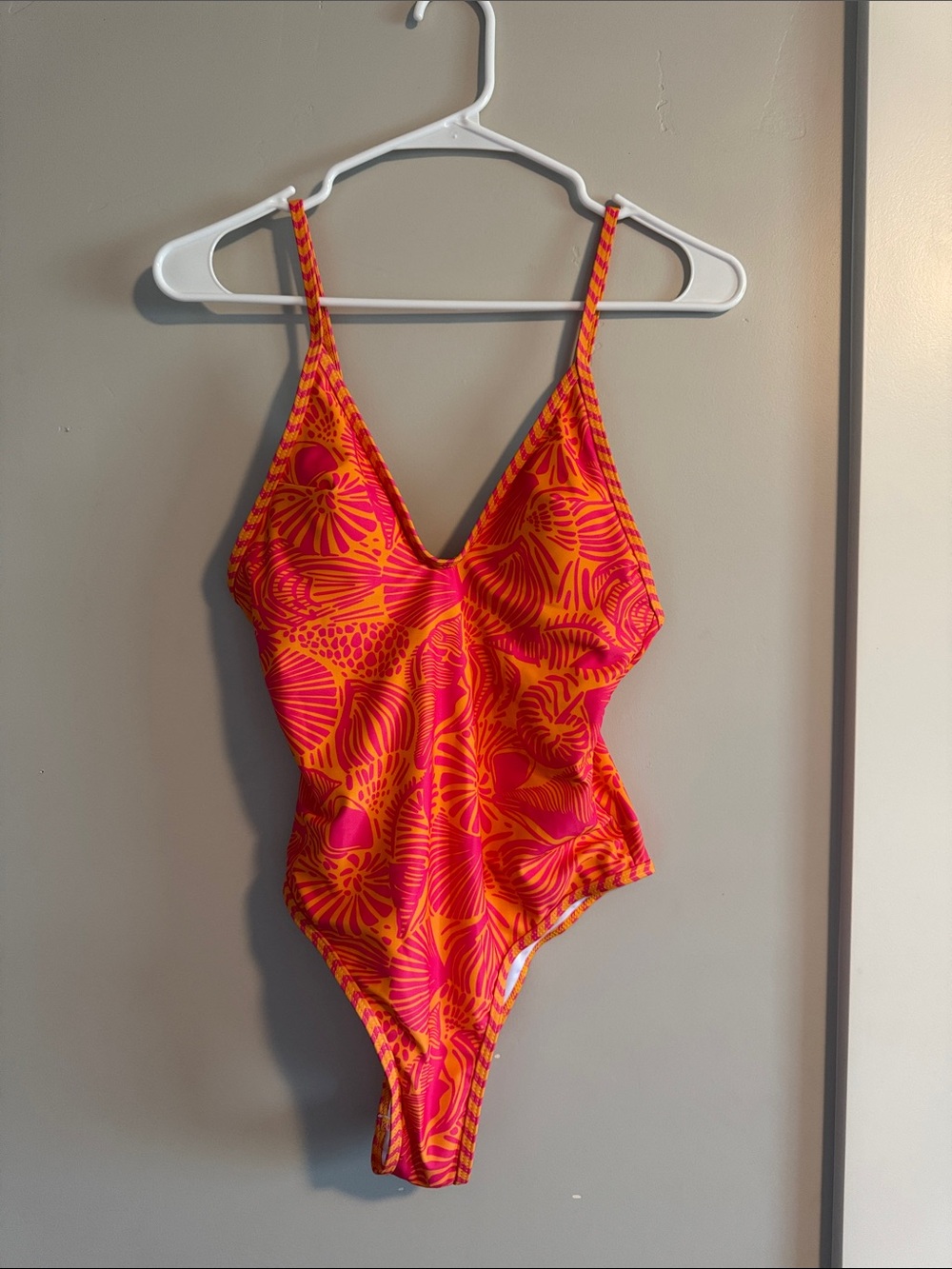 Bright Pink & Orange Floral One-Piece Swimsuit